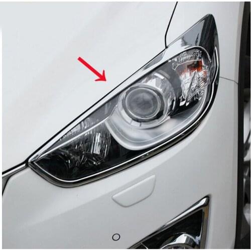 FIT FOR Mazda CX-5 CX5 2013 2014 2015 CHROME FRONT HEAD LIGHT LAMP COVER HEADLIGHT TRIM EYELID 2PCS ACCESSORIES