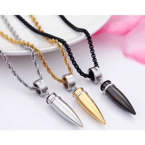 Hot Pendants wholesale Mens Bullet Titanium Steel Pendants