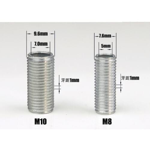 Quality M10/M8 Hollow Screw Full Tooth Tube Fine Screw Rod Metal Connecting Pipe Lighting Accessories Spare Parts