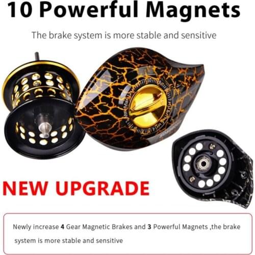 Fishing Reel Low-Profile Stainless Steel Bearing Adjustable Lure Fishing Reel 12-Speed Magnetic Braking System Smooth Operation