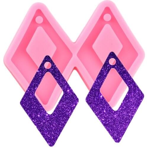 L/M/S Shiny Square Shape DIY Epoxy Earrings Fashion Jewelry Resin Craft Mould Keychain Silicone Molds