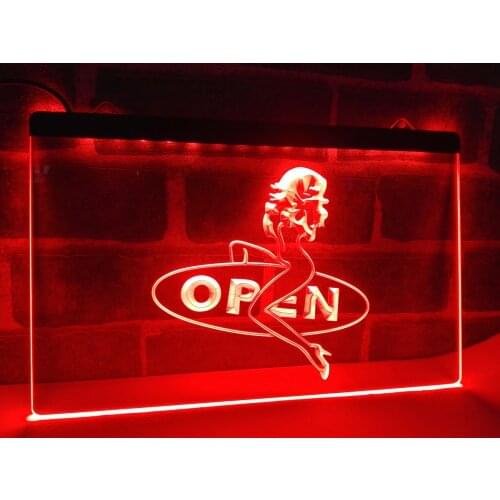 LB033r- OPEN Sexy Sex Girls Pub Bar Club LED Neon Light Sign