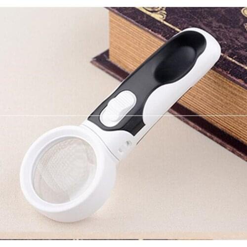 10X Educational Gift LED Handheld Reading Magnifier Magnifying Glass Loupe 10 Times Lamps for Old Man Children Insect Viewer