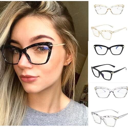 Women Fashion Cat Eye Anti Blue Light Glasses Cat Eye Black Frame Blue Light Blocking Computer Clear Lens Eyewear Eyeglasses
