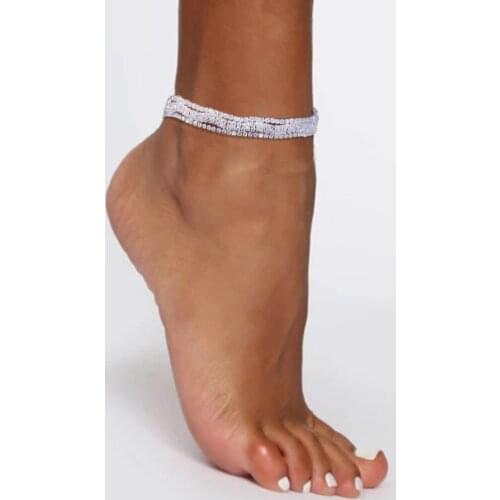 Stonefans Fashion Beach Bling Full Rhinestone Anklet Wholesale Drop Shipping Barefoot Wave Anklet Bracelet on the Leg Chain