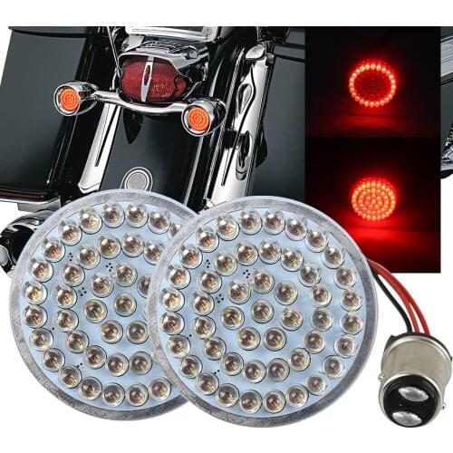 Motorcycle 2" LED Tail Light Running Brake Turn Signal Lights 1157 Inserts Bullet Style for Sportster Tri Glide Softail 11-17