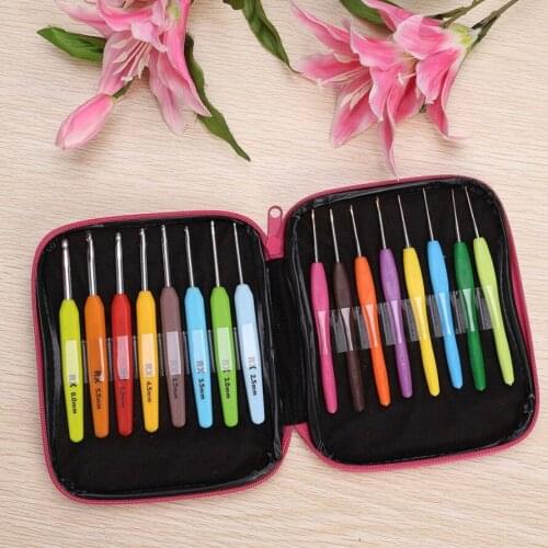 16pcs Multi Colour Crochet Hook Yarn Alu Knitting Needles Set Kit with Box Hand Sewing Tools
