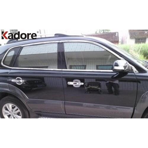 Window Trim For Hyundai Tucson 2004 2005 2006 2007 2008 2009 Stainless Steel Up Down Windows Strips Car Accessories 10pcs