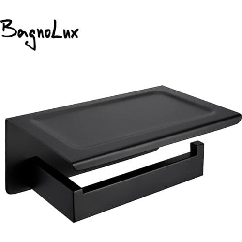 BagnoLux Stainless Steel Stowage Black Polished Chrome Simple And Beautiful Wall-mounted Bathroom hardware Toilet paper holder