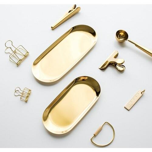 Nordic oval metal serving trays stainless steel fruit/snack/candy/Snack tray Cosmetic storage for home table decorative SNTP066