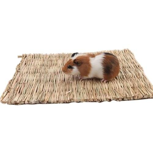Hand-weaved Grass Woven Guinea Pig Rabbit Hamster Bed Mat Straw Nest Cage Pet Chew Toy Pad Коврик для домашних животных
