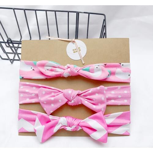 3Pcs/Lot Bow Headbands Baby Accessories For Cute Kids Indian Turban Knot Kids Flower Print Hairwear Hair Accessories Set