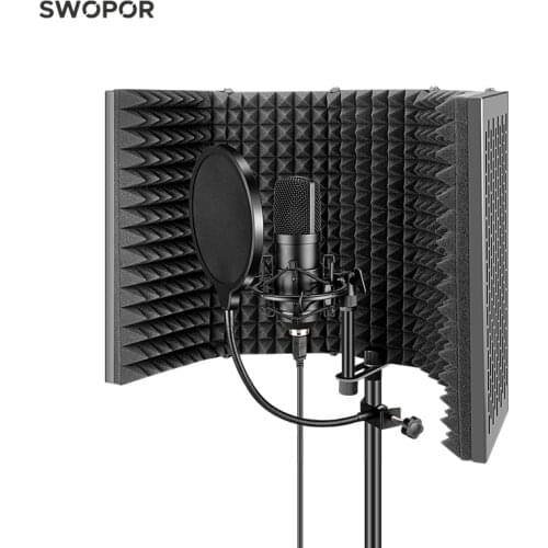 Five-panel Acoustic Isolation Shield for Microphone SWOPOR MIS5-S Professional Soundproofing Panel Studio Recording