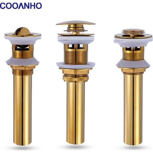 COOANHO Bathroom Sink Drain Stopper, Pop Up Drain Vessel Sink Assembly with Overflow, Gold