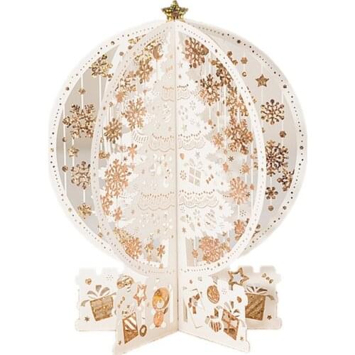 Christmas Card Festival New Year Card Winter Holiday Greeting Cards with Envelopes Gold stereo crystal ball card