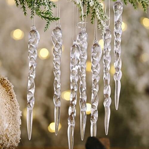 Christmas Tree Ornament Simulation Ice Christmas Tree Hanging Decoration Fake Icicle Prop DIY New Year Party Xmas Home Decor