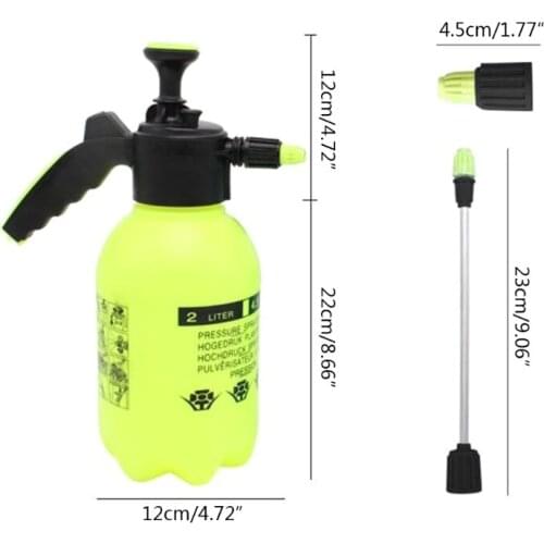 Hand Held Air Manual Pressure 2L Watering Can with Long Rod Sprayer Plastic Small Watering Pot Gardening Supplies