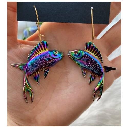 Fish Earrings Gift for Her Fish Earrings Fly Fishing Statement Earrings