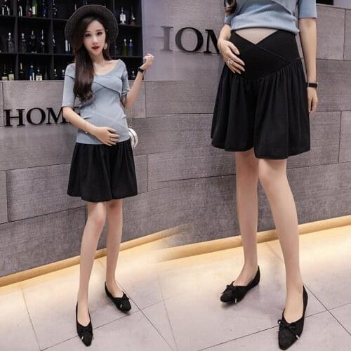 New Summer Maternity Clothes Pregnant Women Chiffon Patchwork Breathable Cotton Low-Rise Abdominal Shorts Plus Size Shorts