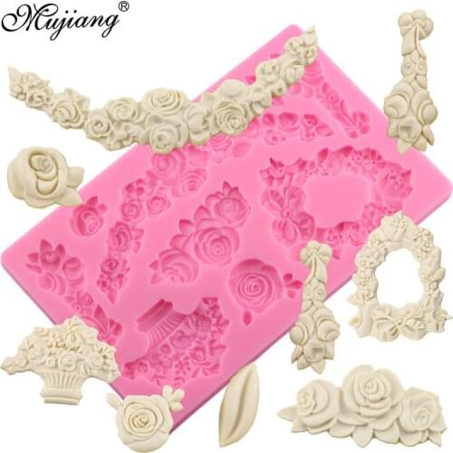 Rose Flower Garland Silicone Mold Cupcake Baking Fondant Molds DIY Wedding Cake Decorating Tools Candy Chocolate Gumpaste Mould