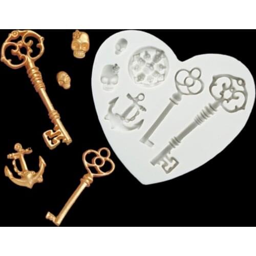 Key & Skull Silicone Molds Fondant Cakes Decor Tools Silicone Molds Sugarcrafts Chocolate Baking Tools For Cakes Gumpaste Form