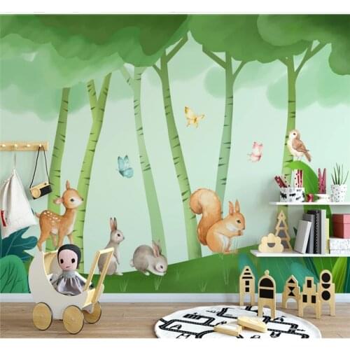 XUESU Nordic hand painted elk forest animal childrens room background wall paper 3D photo wall 8D wall covering