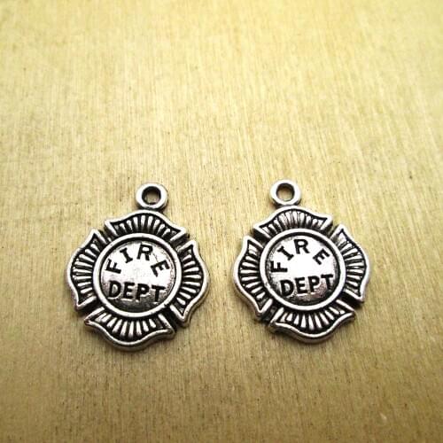 15pcs-- 19mm x 16mm Firemen Charms Fire Department Emblem Charms pendant DIY necklace/ bracelets charms antique silver tone