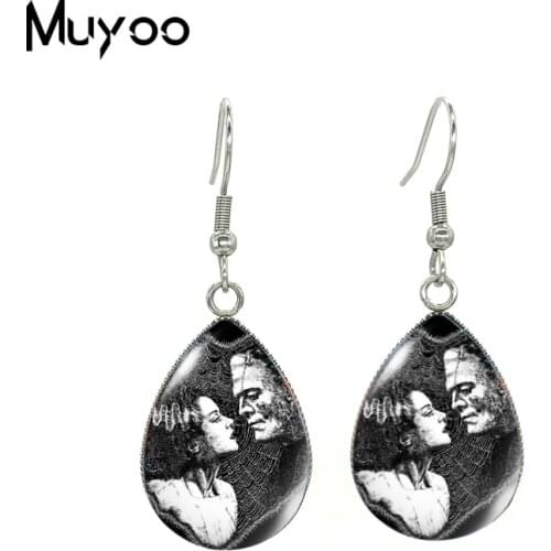 2020 New Traditional Frankenstein Earring Bride of Frankenstein Tear drop Earring Glass Dome Photo Jewelry Earrings