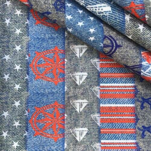 Patchwork Denim Heart Polyester Cotton Fabric for Tissue Kids Sewing Quilting Fabrics Needlework Material DIY,c14066