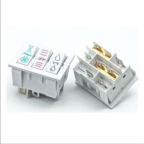 50PCS/Lot button Car switch KCD2-3-3101N ON-OFF lens illuminated 8Pin rocker switch