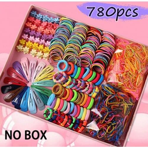 780PCS Clip Hair Bands Suit Adult Children Combination Hot Fashion Popular Tie Her Hair Color Clip Eastic