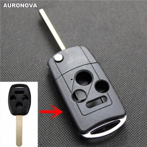 AURONOVA New Upgrade Folding Key Shell for HONDA Fit Accord Civic City Crv 3+1 Buttons Remote Car Key Case