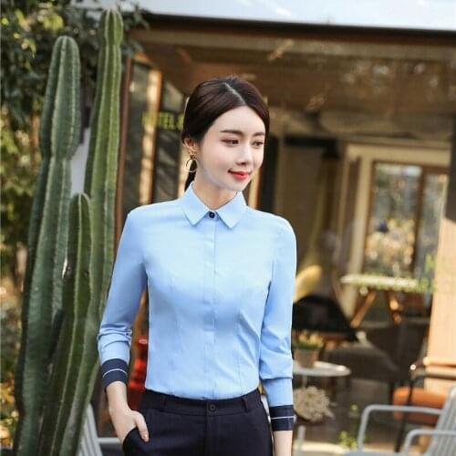 Fashion Patchwork Spring Fall New Styles Uniform Styles Blouses & Shirts For Business Women Office Work Wear Ladies Tops Blouse