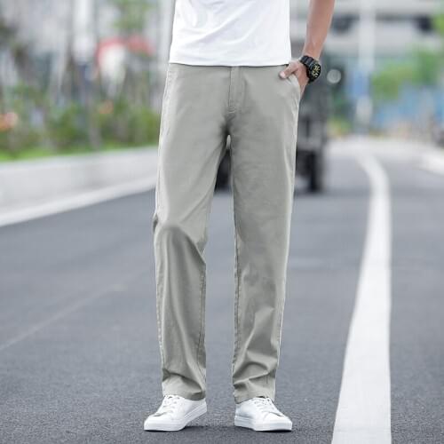 New Design Casual Men pants Cotton Slim Pant Straight Trousers Fashion Solid sky blue black Pants Men