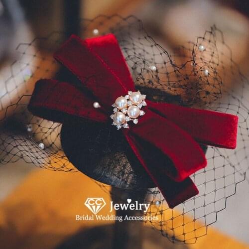 CC Hairgrips Wedding Accessories for Women Bridal Headdress Engagement Jewelry Butterfly Shape Hair Clip Red Hairwear Gift AN174