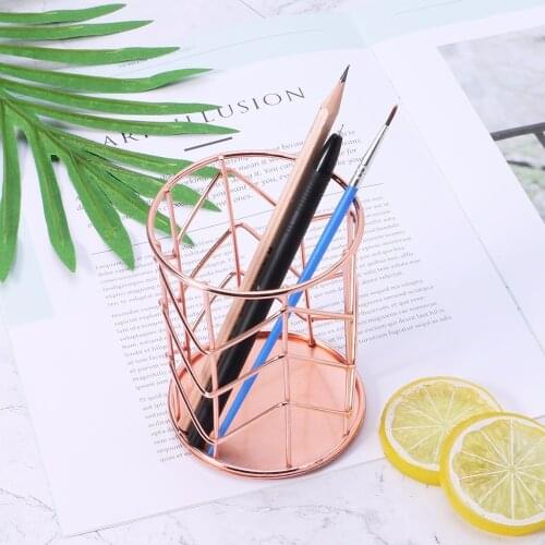 Rose Gold Pen Holder Pencil Pot Container Organizer Home School Office Desk Supplies Stationery Decor Gift C26