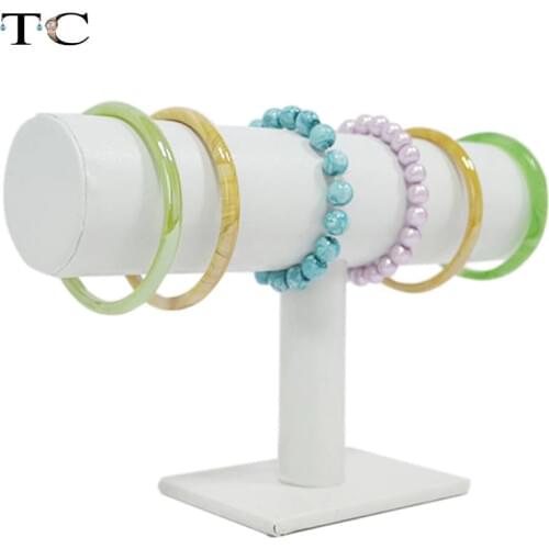 Free Shipping Jewelry Holder White Leatherette/Velvet Bracelet Chain Watch T bar Rack Jewellery Display Organizer Stand Holder