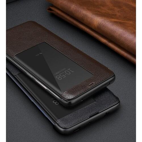KAIBASSCE Luxury Business Leather lychee Pattern Smart sleep wake Case For Huawei Mate 20Pro Mate 20RS Mate 20X/5G Case Cover
