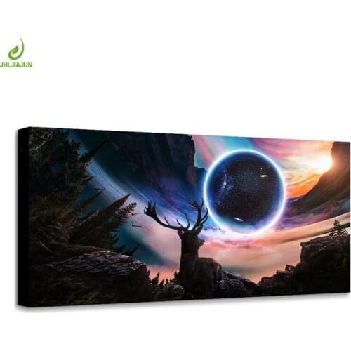 JHLJIAJUN Canvas Painting Starry Sky Midnight Wall Art Nordic Landscape For Living Room Prints And Posters Home Decor Pictures