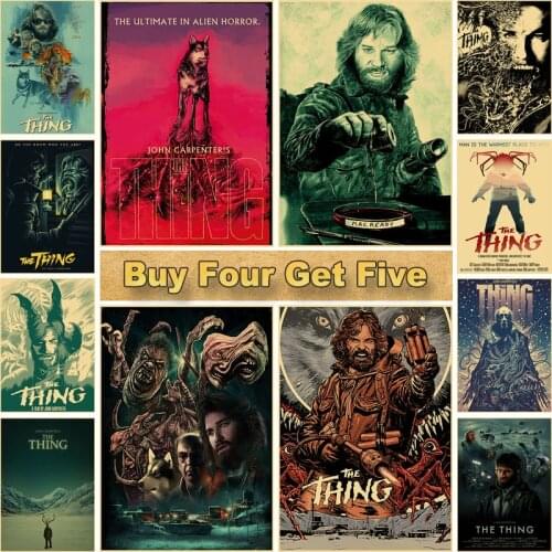 Classic Horror Movie Poster The Thing Retro Posters Decorative Painting Kraft Paper Bedroom Bar Wall Decoration Poster Stickers