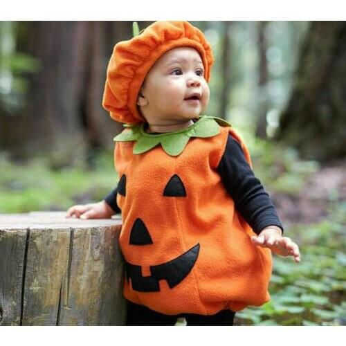 Newborn Baby Boy Girl Halloween Pumpkin Romper jumpsuit 2Pcs Outfits Fancy Costume Children Clothes