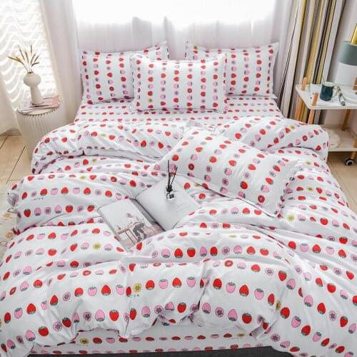 3IN1 4IN1 Bedding Set Strawberry Fashion 20 Printed Pattern Duver Cover Bedsheet Twin Full Queen King Size Quilt Cover Bed Cover