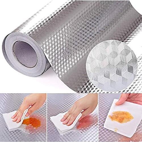 Kitchen Self-adhesive High Temperature Anti-oil Stickers Household Aluminum Foil Kitchen Cupboard Sticker Decorative Waterproof