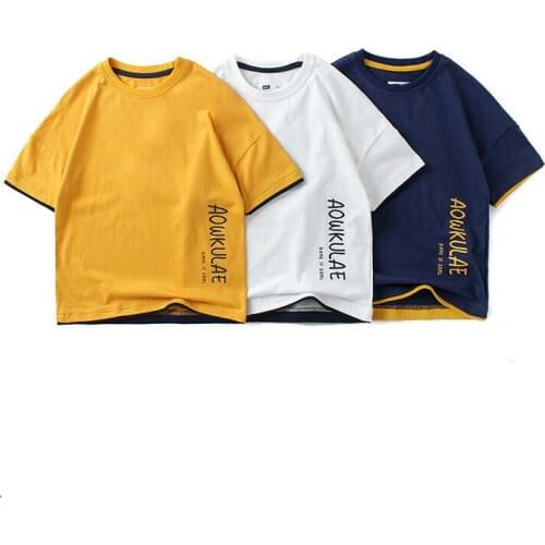 Summer Kids T Shirts Boys Girls Fashion Leisure Pullover Cotton Short-sleeved T Shirts Kids Letter Printed Short Sleeve