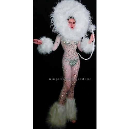 Lion Party Ranucula Female Singer Stage Wear Printing Stretch Leotard Jumpsuit Outfit Birthday Dancer Model catwalk