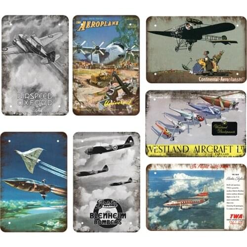 Airplane Metal Signs Wall Poster Print Vintage Plaque Retro Aircraft/Plain House Cafe Snack Shop Bar Burge Pub Home Decor