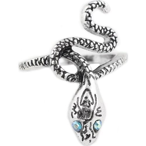 Snake Metal Rings Men With Blue Crystal For Women Girls Fashion Jewelry
