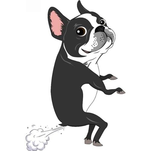 Dawasaru Funny Animal Car Stickers Boston Dog Terrier Farts Sticker Waterproof Sunscreen Creative Decal PVC,14cm*10cm
