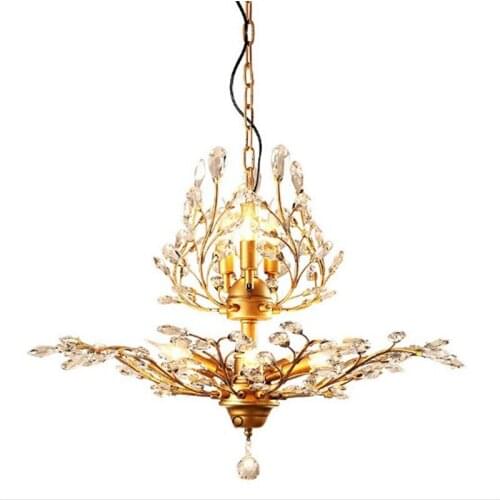 New LED American country garden chandelier crystal chandelier bedroom lamp living room lamp cafe bar decoration lamp