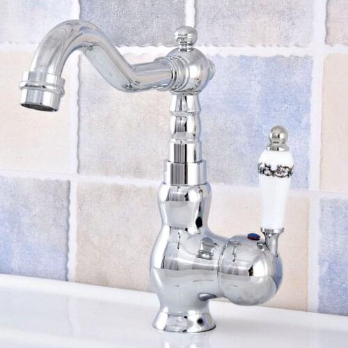 Polished Chrome Brass Ceramic Single Handle Kitchen Faucet 360 Swivel Bathroom Basin Sink Mixer Tap